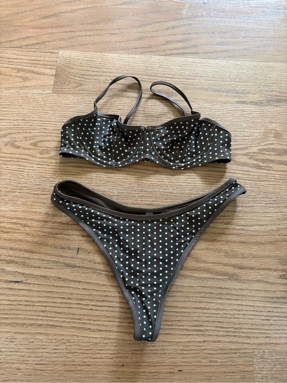 Frankie’s Bikinis Brown Polka Dot Underwire Bikini Set